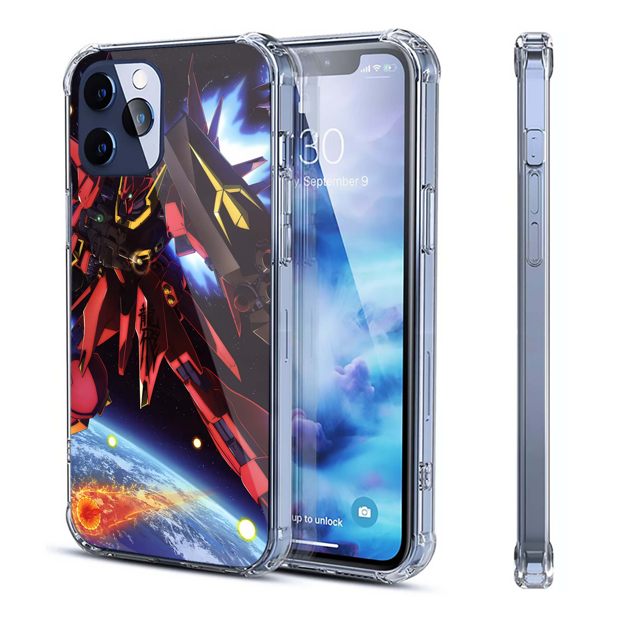 （画像用） 機動戦士ガンダム Mobile Suit Gundam 【iPhone 12シリーズ対応】透明スマホケース（クリアソフトケース）
